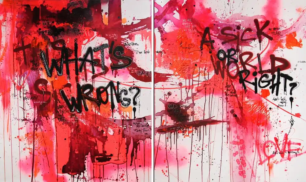 Acrylbild von Dana Kathy: "Trouble in Pink", Original/Unikat, Streetart Preis Gesenkt