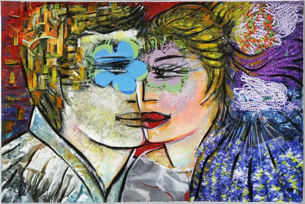 Neu Im Sortiment K. Namazi: "Colourful Lovers I", moderne Originalkunst (Unikat) (ri,A)