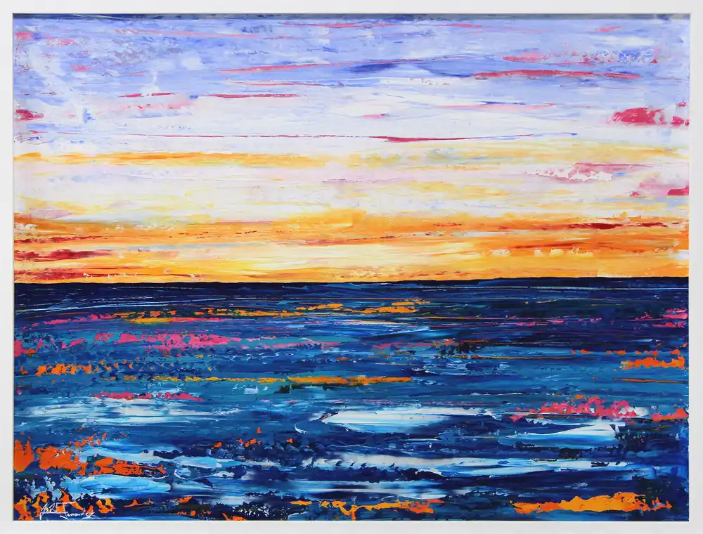 Begrenztes Angebot Moderne Originalkunst: "Friedvoller Ausblick I", J. Fernandez, Unikat