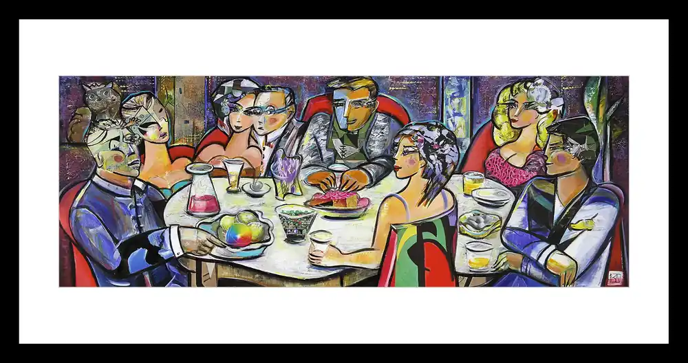 Fineartprint, signiert: "Dinner with Friends VII", K. Namazi, limitierte Edition auf Papier, Nr. 1/150 Heißes Angebot