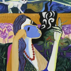 M. Cieśla: "Katze", Original/Unikat, Expressionistisches Ölgemälde Geprüft