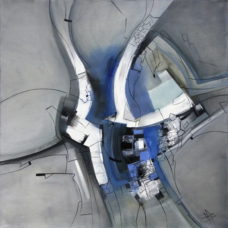 B. Ossowski: "Blue Composition", Originalgemälde (Unikat) Mega-Angebot