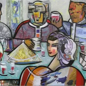 Neuheit Kunstdruck, signiert: "Drinking with Friends IV", K. Namazi, Edition, Nr. 1/150