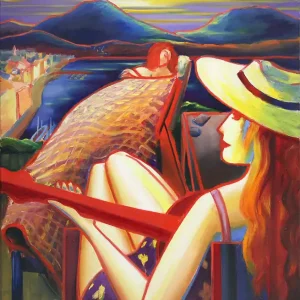M. Cieśla: "Sunset in Monterosso al Mare", Original/Unikat, Expressionistisches Ölgemälde (A) Beliebt