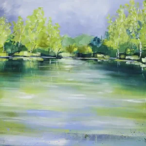 M.Kühne: "Frühlingstag am See", modernes Originalgemälde (Unikat) Top-Angebot