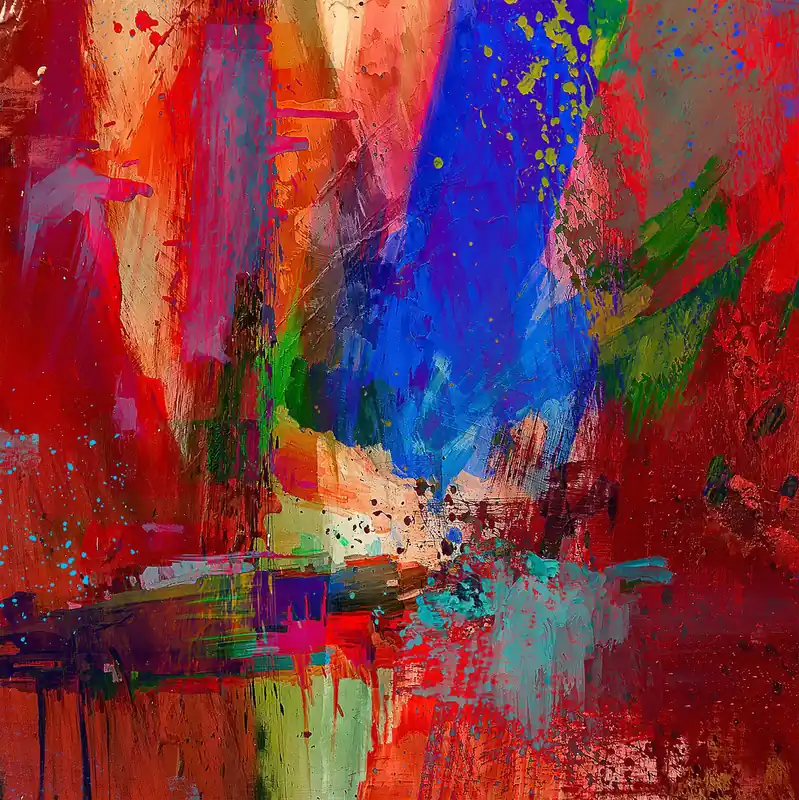 Schnäppchen Moderne Kunst: "Abstrakt in Rot und Blau", H. Mühlbauer-Gardemin, Original/Unikat