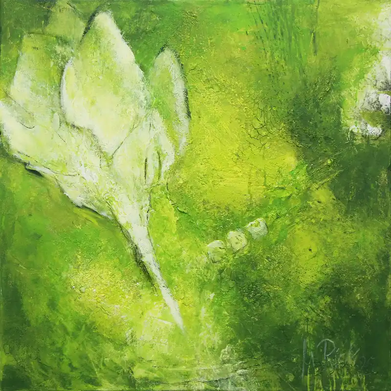 Günstig M.Rick: "White blossom", abstraktes Originalgemälde (Unikat)