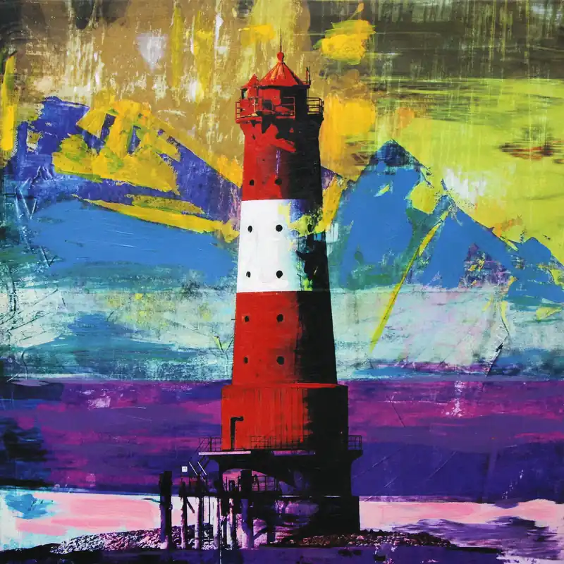Moderne Kunst: "Leuchtturm Arngast", H. Mühlbauer-Gardemin, Original/Unikat Billig