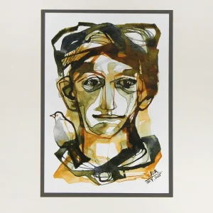 Markenprodukt L. Roth: "Zugeflogen", originale Grafik/Zeichnung (Unikat)