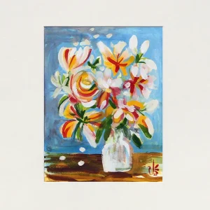 Zeitgenössische Malerei: "Blumenfreude 1", Original/Unikat (ohne Rahmen), J. Riemer Neu