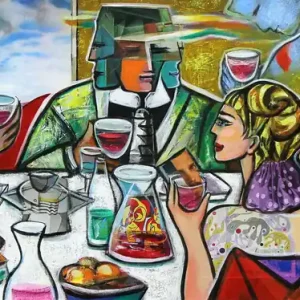 Mega-Angebot Unikat, modernes Gemälde, K. Namazi: "Drinking with Friends V", Original