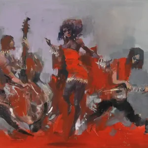 Preisknaller Ölgemälde: "Jazz in red", Original/Unikat, H. Havartsou