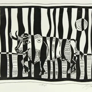 Chinatusche auf Papier, C. Blechschmidt: "Schattenspiel", Original/Unikat Kostenloser Versand