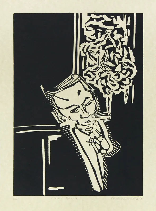 Meistverkauft K. Blechschmidt: "Kleine Pause", originale Grafik/limitierte Auflage, Linolschnitt