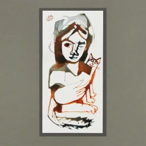 Sonderangebot L. Roth: "Meine Katze", originale Grafik/Zeichnung (Unikat)