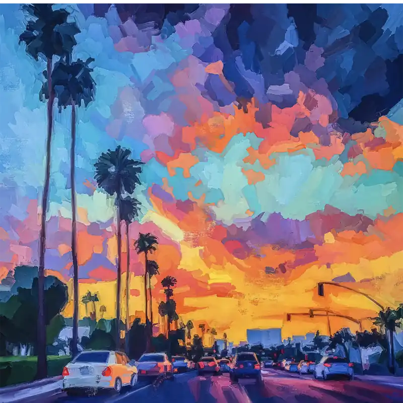 Moderne Kunst: "Hollywood Sundown", H. Mühlbauer-Gardemin, Original/Unikat Meistverkauft