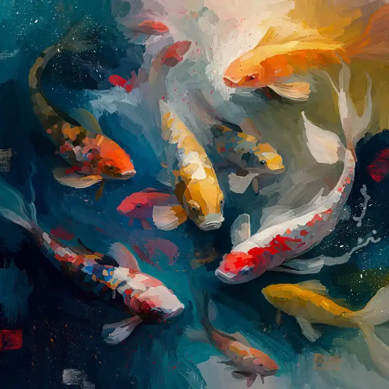 Kostenloser Rückversand Kunstdruck, signiert: "Der Koi", Holger Mühlbauer-Gardemin, Edition, Nr. 2/150