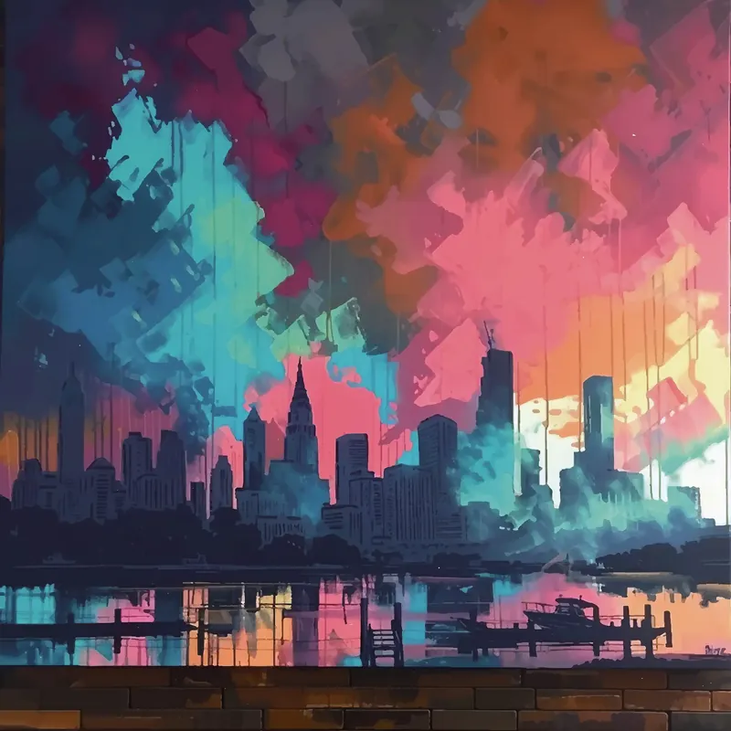 Kunstdruck, signiert: "Abendstimmung in New York", Holger Mühlbauer-Gardemin, Edition, Nr. 1/150 Neue Kollektion