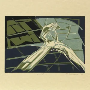 Günstig K. Blechschmidt: "Plattform", originale Grafik/Unikat, Linolschnitt