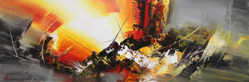 Kostenloser Rückversand Originalgemälde: "Pouring Light I", G. Hung, Unikat