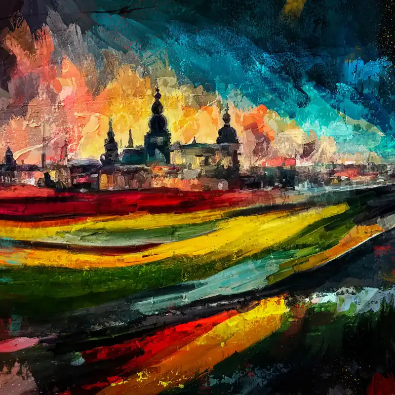 Kunstdruck, signiert: "Dresden an der Elbe", Holger Mühlbauer-Gardemin, Edition, Nr. 1/150 Abverkauf