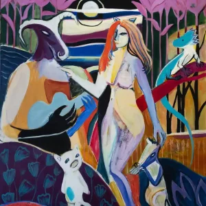 M. Cieśla: "Waldspaziergang am Meer", Original/Unikat, Expressionistisches Ölgemälde Nur Heute