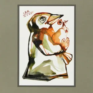 Markenprodukt L. Roth: "Vogelmutter", originale Grafik/Zeichnung (Unikat)