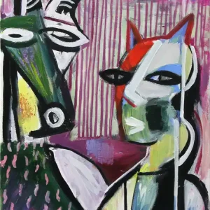 Saisonangebot M. Cieśla: "Nymphe und Faun", Original/Unikat, Expressionistisches Ölgemälde