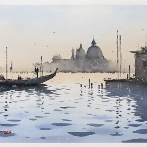 Aquarellmalerei: "Letzte Fahrt", Original/Unikat, F. Bär Angebot