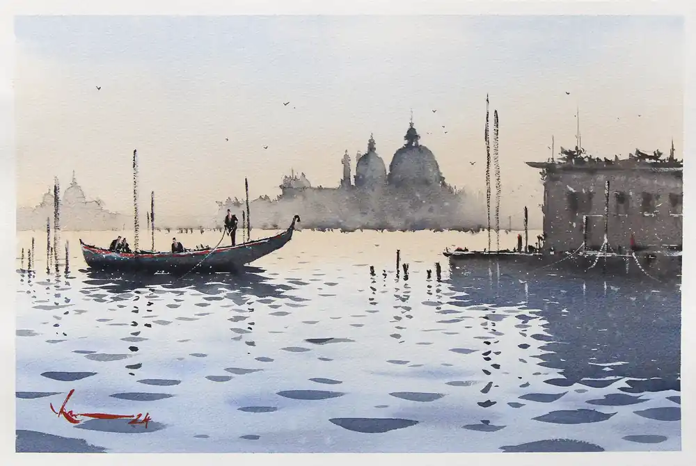 Aquarellmalerei: "Letzte Fahrt", Original/Unikat, F. Bär Angebot