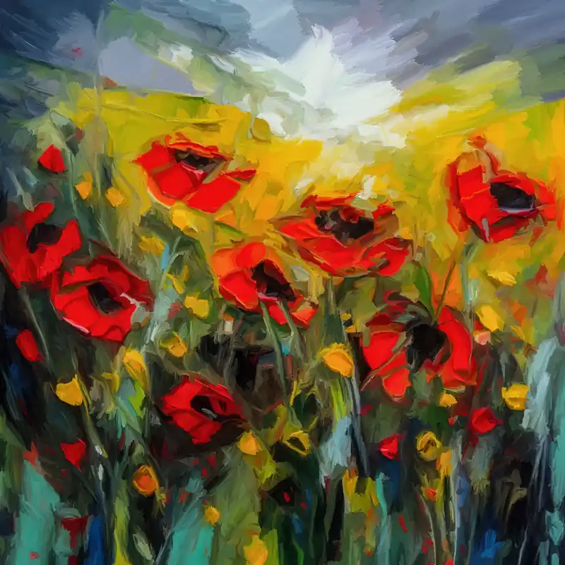 Bestseller Kunstdruck, signiert: "Mohnblumen", Holger Mühlbauer-Gardemin, Edition, Nr. 1/150
