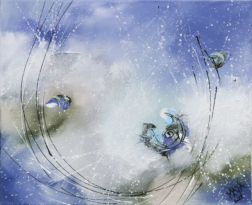 Top-Angebot Maya: "Winterwirbel", Originale Acrylbilder (Unikat)