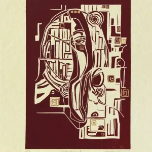 Super-Preis K. Blechschmidt: "Melancholia I", originale Grafik/limitierte Auflage, Linolschnitt