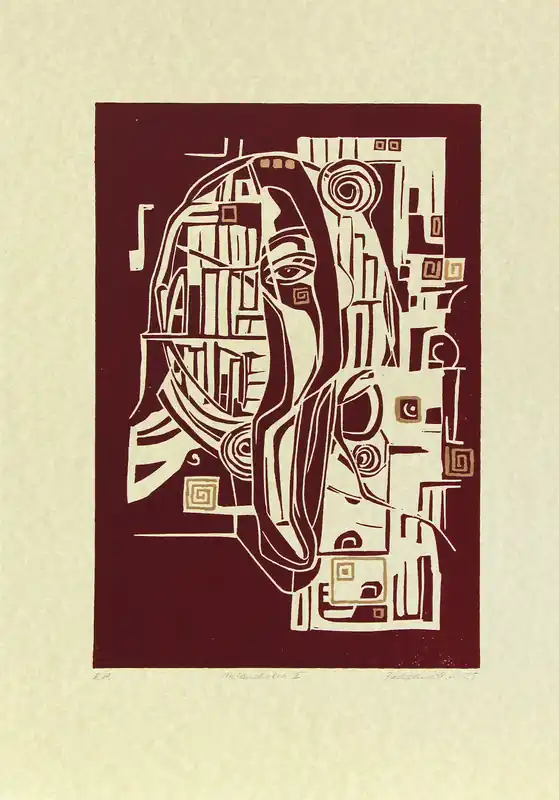 Super-Preis K. Blechschmidt: "Melancholia I", originale Grafik/limitierte Auflage, Linolschnitt