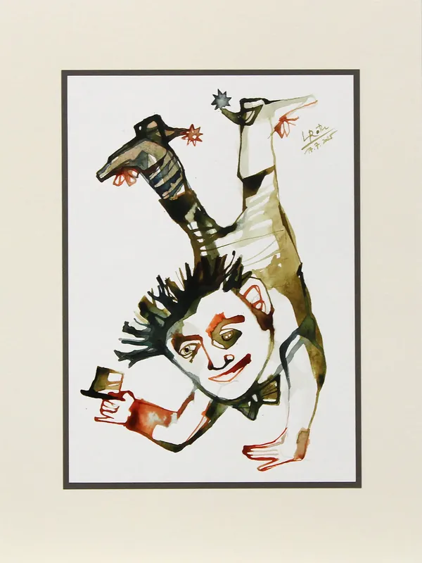 Günstig L. Roth: "Bonjour!", originale Grafik/Zeichnung (Unikat)