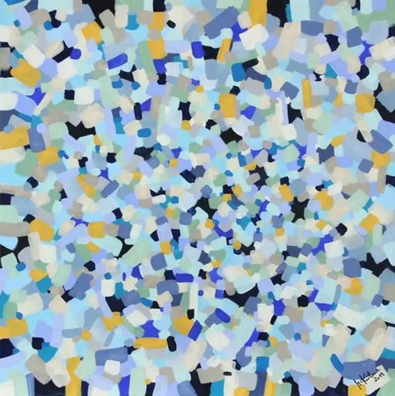 Nur Heute Modernes Acrylgemälde, M.Kühne: "Impression Blau, groß"