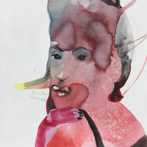 Acrylmalerei auf Papier, E.v.d.Meer: "LADY IN RED" Neue Kollektion