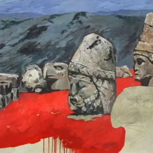 Kostenloser Versand Zeitgenössische Malerei von Uwe Fehrmann: "Nemrut Dag II", Originalgemälde (Unikat) (A)