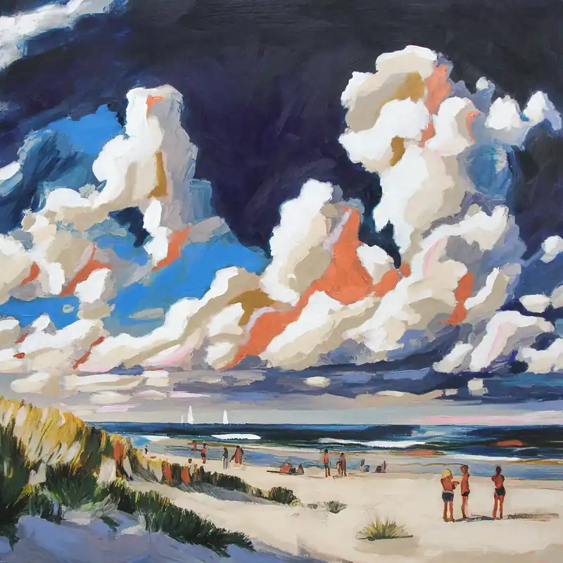 Moderne Kunst: "Ein Tag am Strand", H. Mühlbauer-Gardemin, Original/Unikat Billig