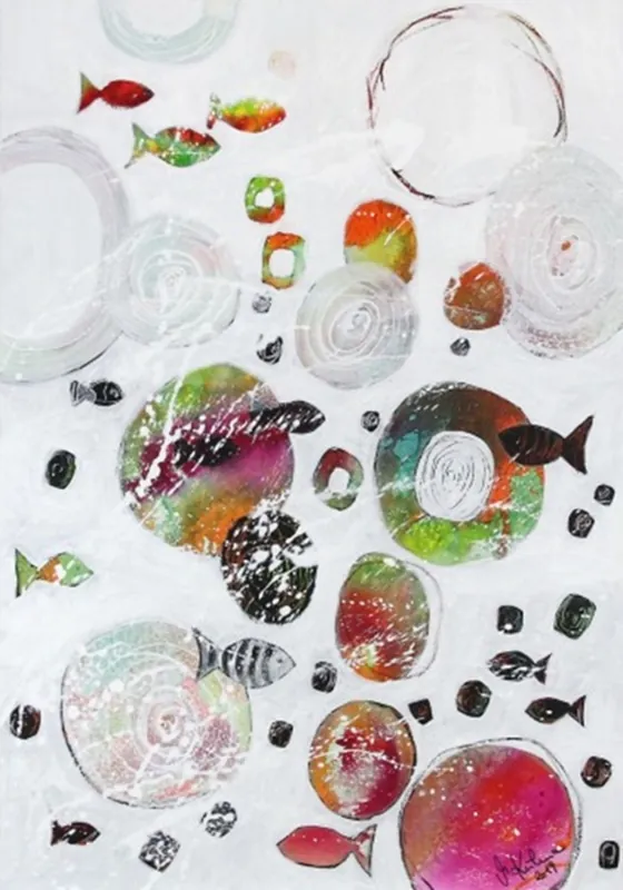 Modernes Acrylgemälde, M.Kühne: "Swim underwater" Wochenendangebot