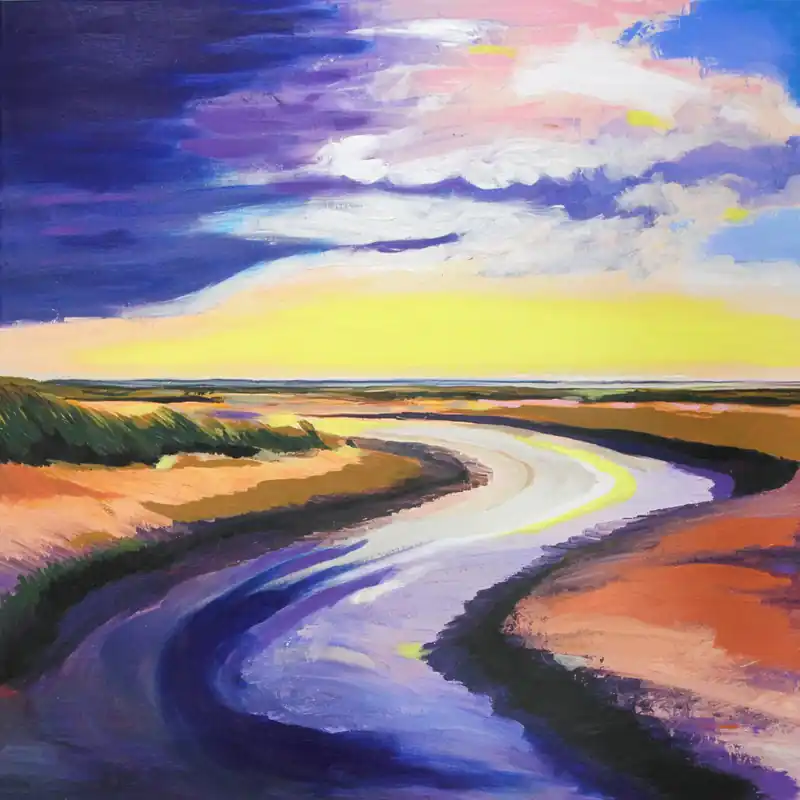 Moderne Kunst: "Flußlauf zum Meer", H. Mühlbauer-Gardemin, Original/Unikat Must-Have