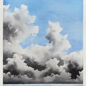 Aktuell Aquarellmalerei: "Wolken II", Original/Unikat, F. Bär