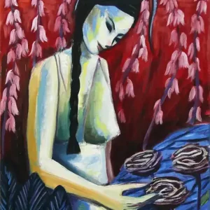 Preisreduziert M. Cieśla: "Nymphenmädchen XII", Original/Unikat, Expressionistisches Ölgemälde