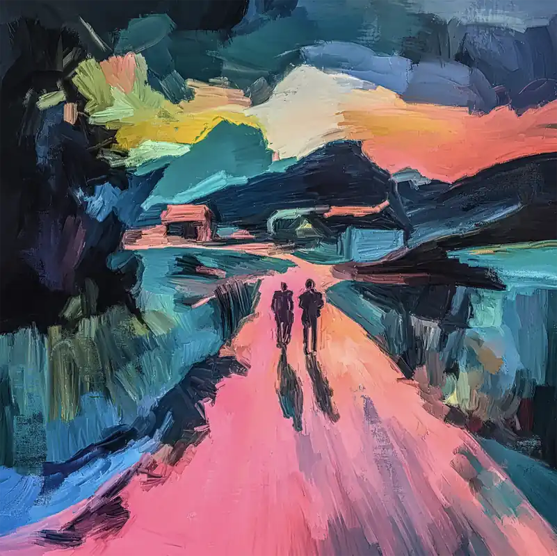 Nur Heute Moderne Kunst: "Rosa Weg II", H. Mühlbauer-Gardemin, Original/Unikat