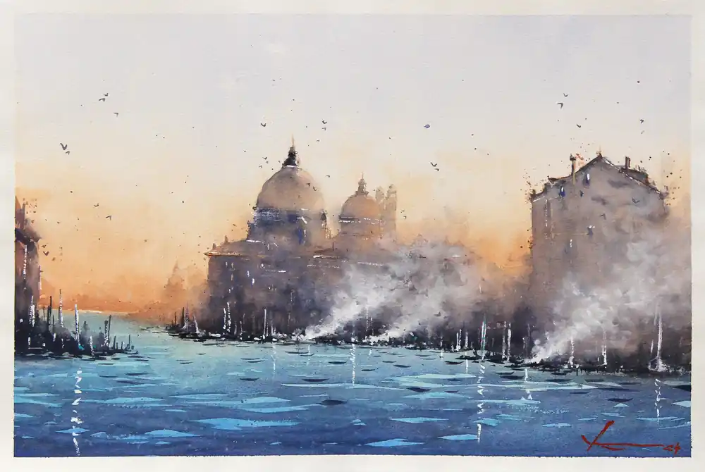Aquarellmalerei: "Sonnenaufgang", Original/Unikat, F. Bär Jetzt Bestellen