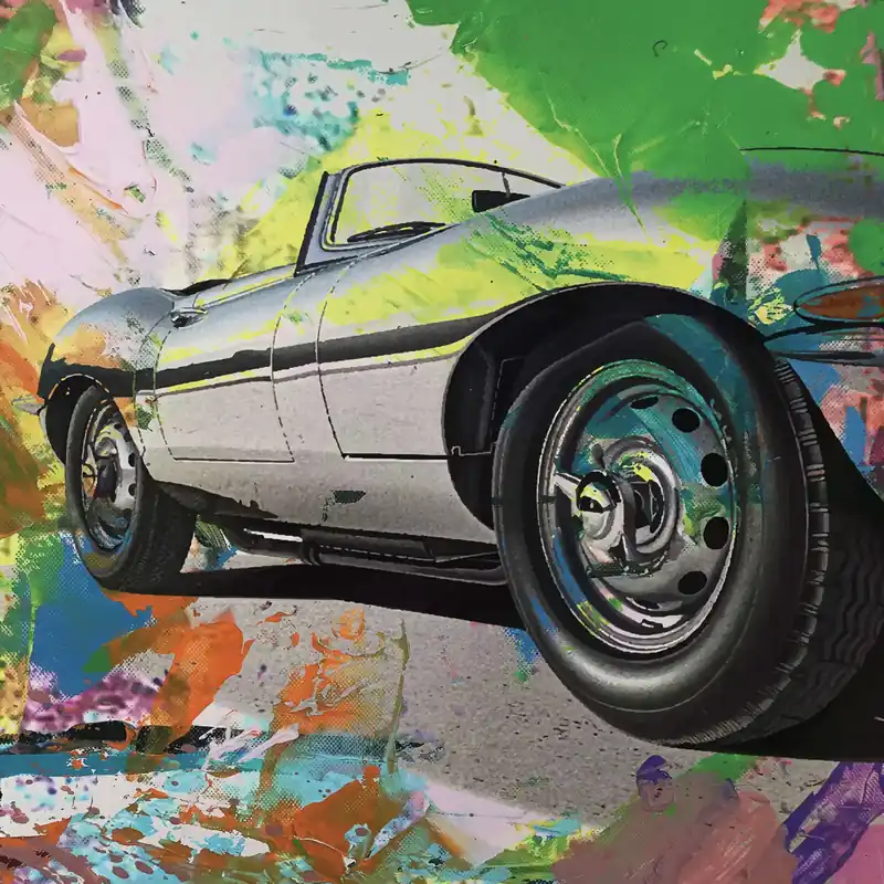 Moderne Kunst: "Jaguar Chrom E-Type", H. Mühlbauer-Gardemin, Original/serielles Unikat (Nr. 1/10) Schnäppchen