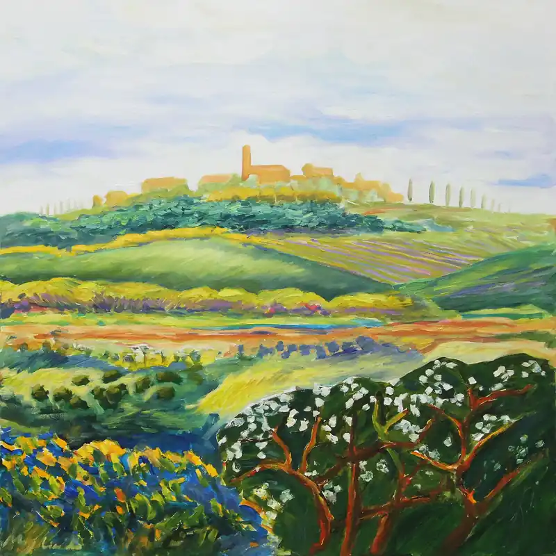 Meistverkauft M. Cieśla: "Toskana, sonniger Tag", Original/Unikat, Expressionistisches Ölgemälde