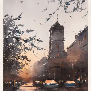 Aquarellmalerei: "Berliner Rathaus", Original/Unikat, F. Bär Rabatt