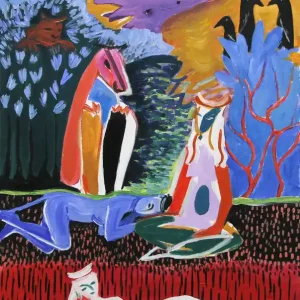 M. Cieśla: "Nacht im Wald", Original/Unikat, Expressionistisches Ölgemälde Echt