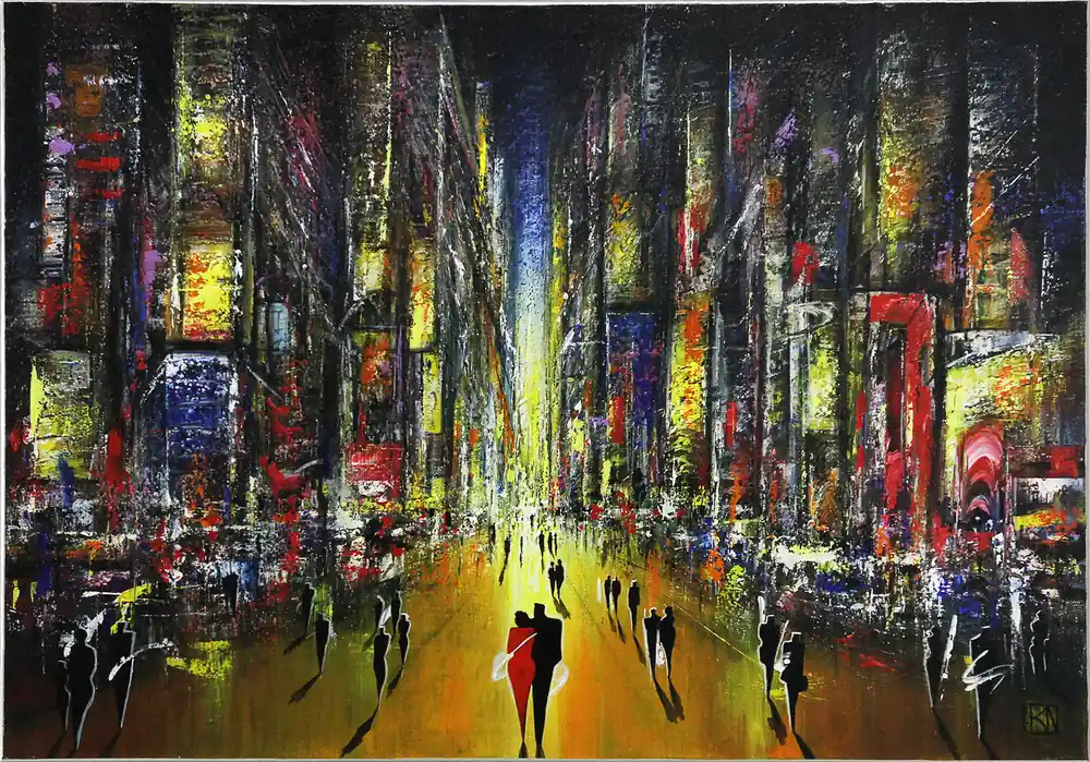 Acrylgemälde: Nachtbasar II, K. Namazi, Original/Unikat Saisonangebot